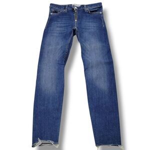 Free People Jeans Size 24 W26"L25" Crop Ankle Jeans Skinny Jeans Stretch Raw Hem